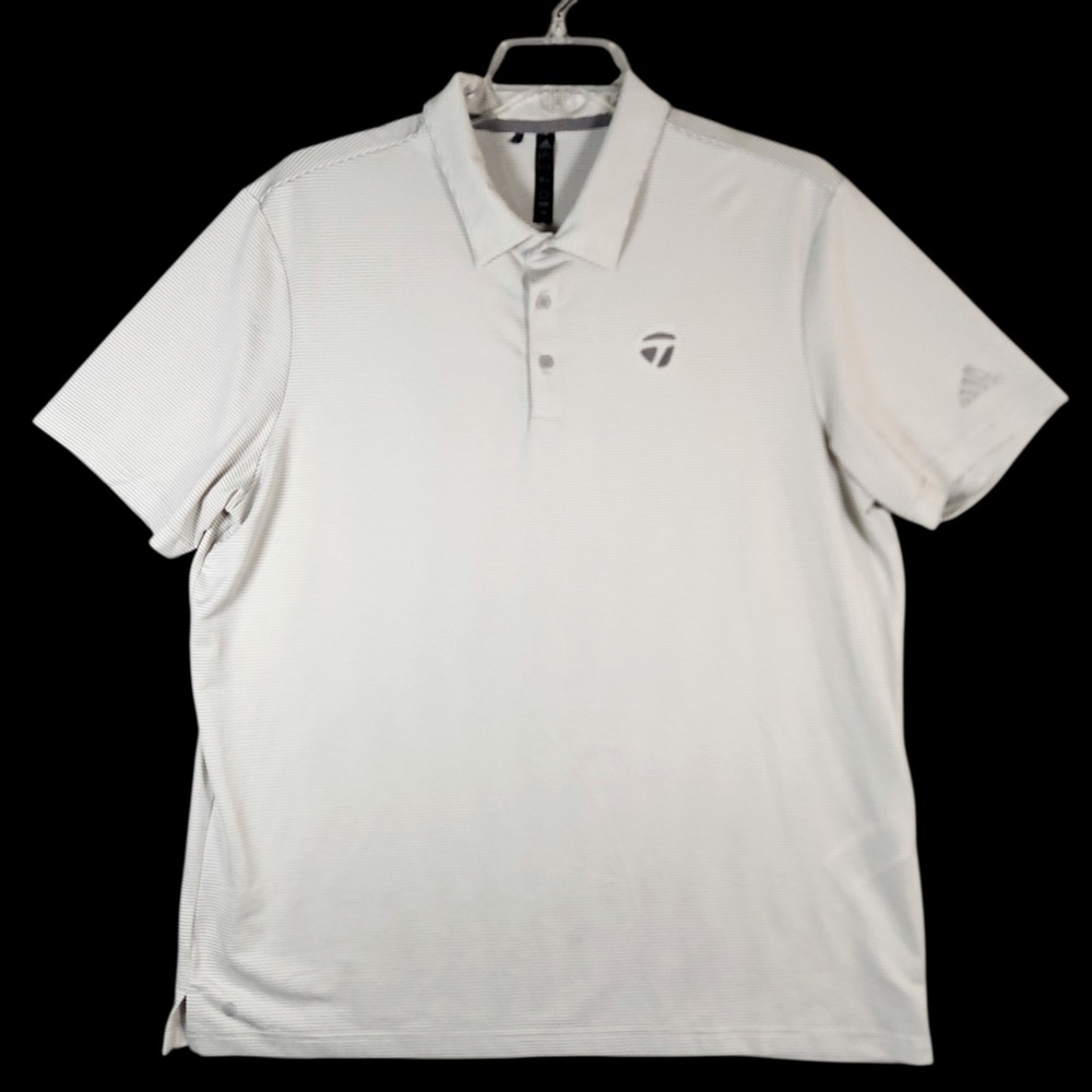 Adidas Golf Polo Shirt Mens XL Gray Geometric Polyester Spandex Performance